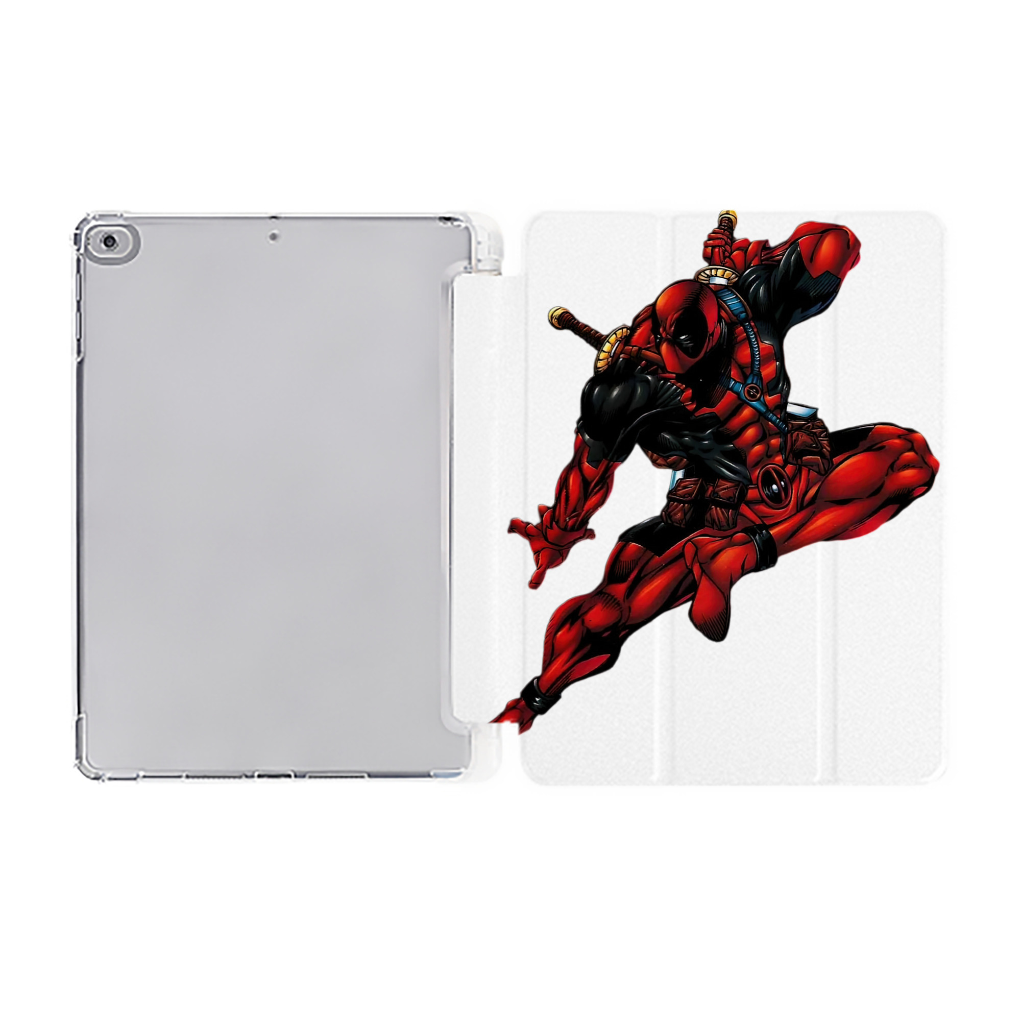 （画像用） Deadpool デッドプール IPad ケース ペン収納付き 三つ折りスタンド PUレザー×シリコン 対応機種9.5/10.5/10.9インチ